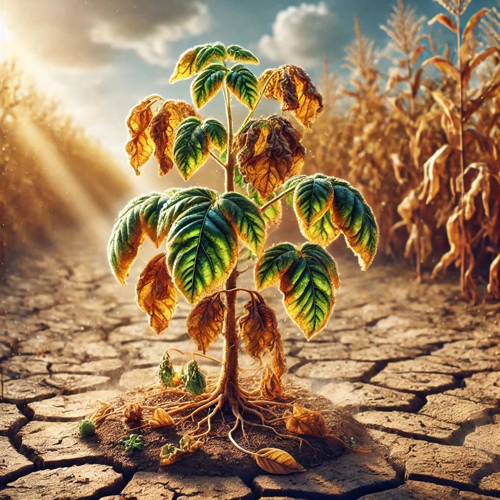 imagen del estrés oxidativo que una planta experimenta cuando es expuesta a condiciones extremas